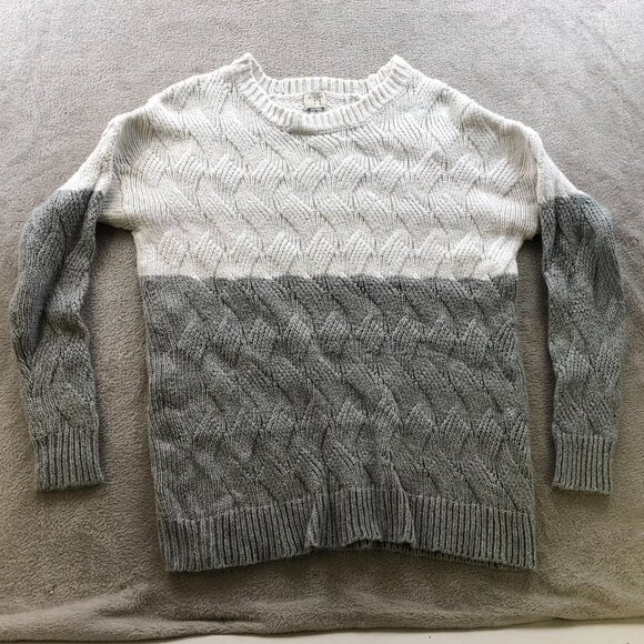 A New Day Womens Sweater Medium Textured Cable Knit Soft Cozy Colorblock Casual - Picture 7 of 7